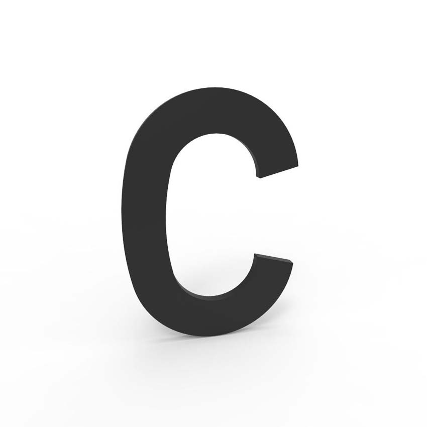 Huisnummer C eSafe aluminium zwart 5cm / 1,5mm dikte