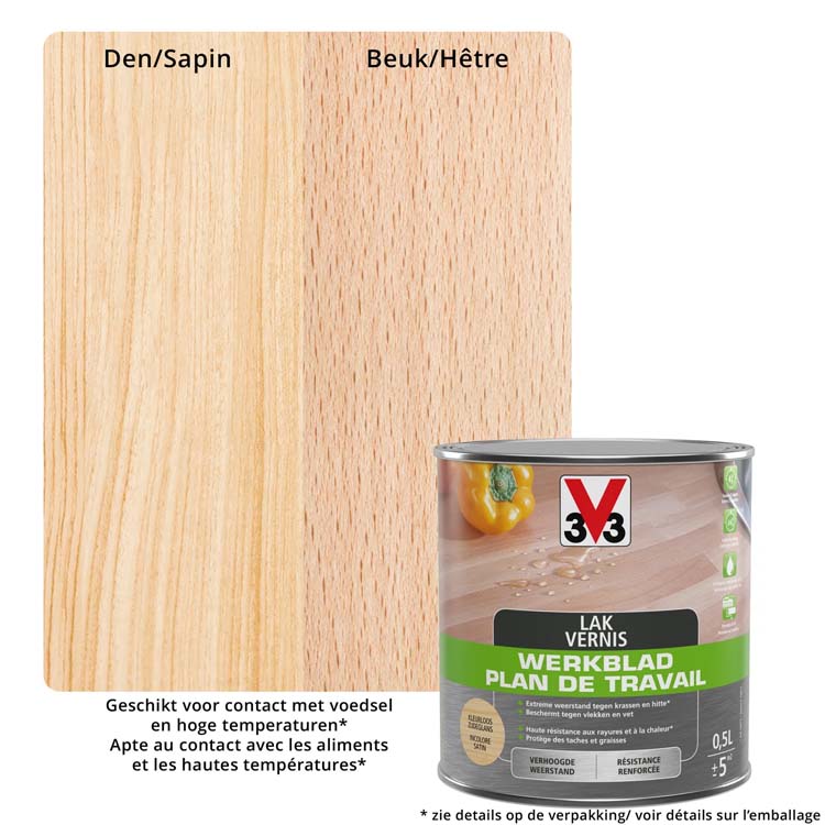 V33 werkbladvernis zijdeglans kleurloos 0,5L