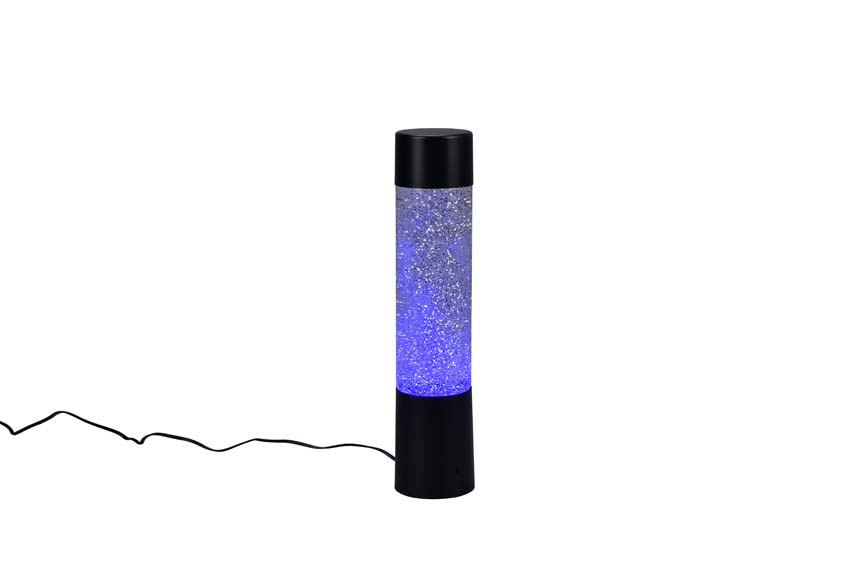 Tafellamp water/glitters - zwart - Ø7,5x34cm - LED - 1x0,9W - RGB