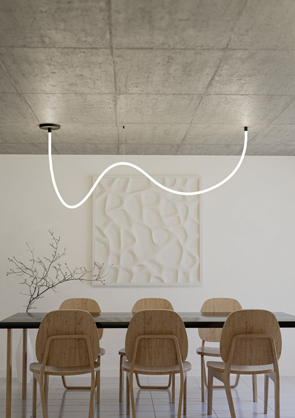 Hanglamp - zwart/wit - L400cm - dimbaar - LED - 1x33W - 3000K - RGB + afstandsbediening