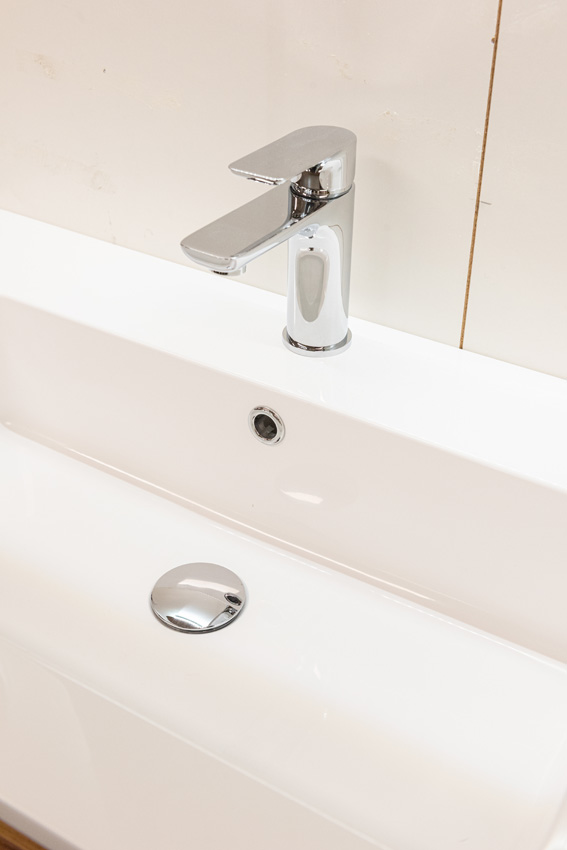 Badkamermeubel Treviso eik/wit met enkele wastafel glanzend wit 80cm