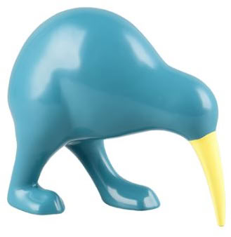 Beeld vogel kiwi blauw 16,5cm