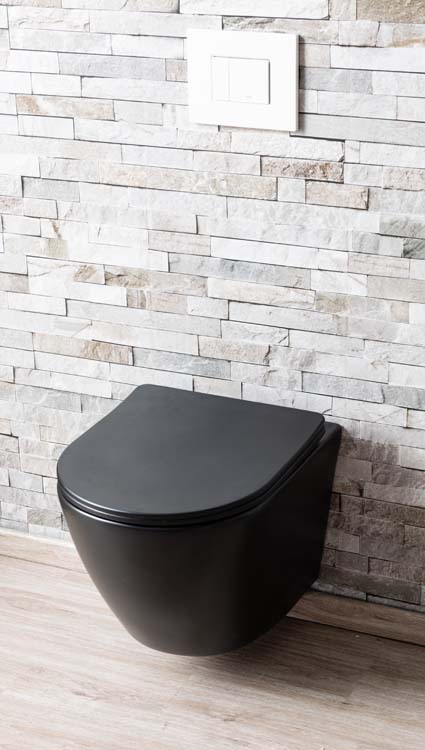 Toilette suspendue Gary sans rebord noir mat raccourcie