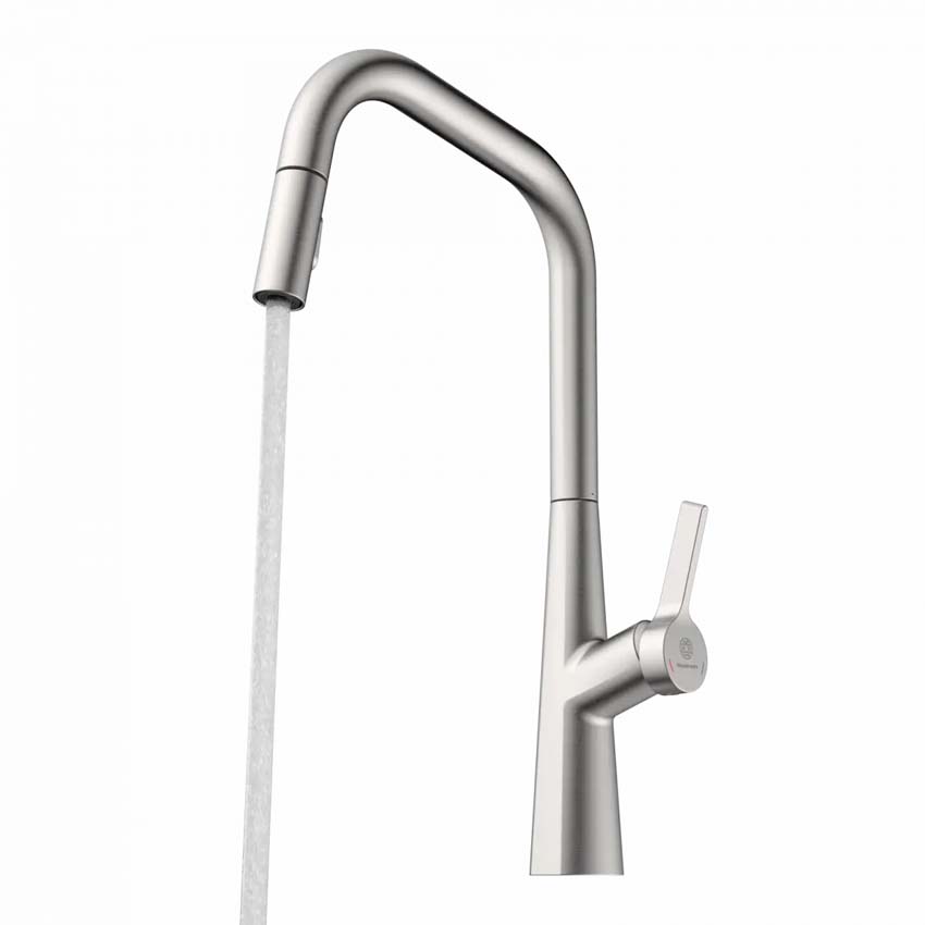 Robinet de cuisine Wasserwerk WK 9 Edge aspect inox avec bec extractible