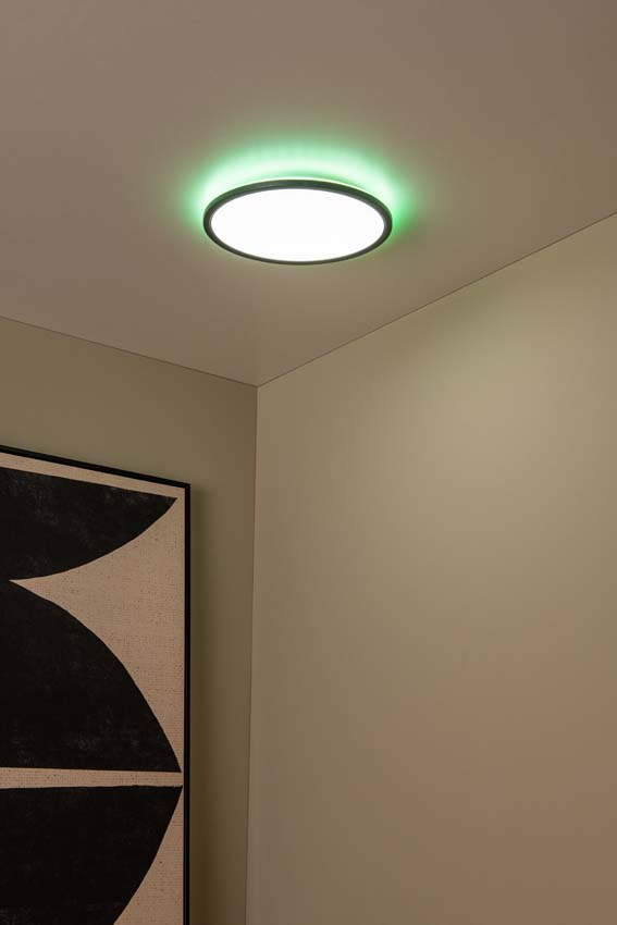 Lucide Castor - Plafonnier - Ø32cm - LED dimmable - CCT - 1x20W 2700K/6500K - RGB - Opalin