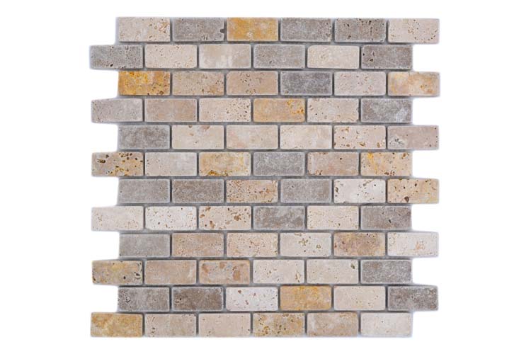 Mosaïque Brick Mix Travertin mat 30,5x30,5cm