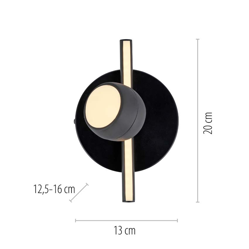 Spot plafond - noir - 13x20cm - dimmable - 3,2W - 3000K