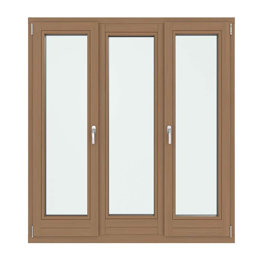 Fenêtre oscillo-battante à 3 vantaux Vardelux bois Meranti 68mm naturel L2100xH1400mm