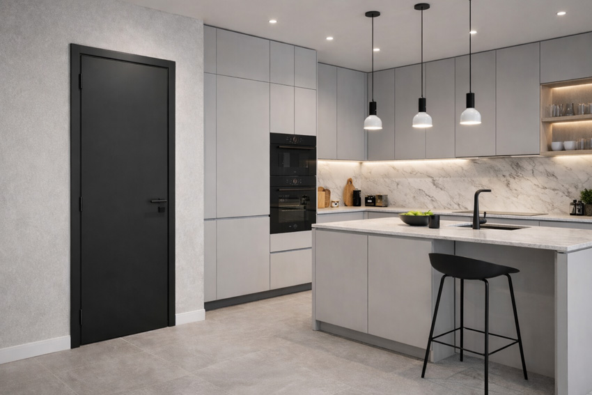 Complete binnendeur Robusto zwart mat 201,5x63cm tubespaan omkeerbaar + deurkast 16,5cm