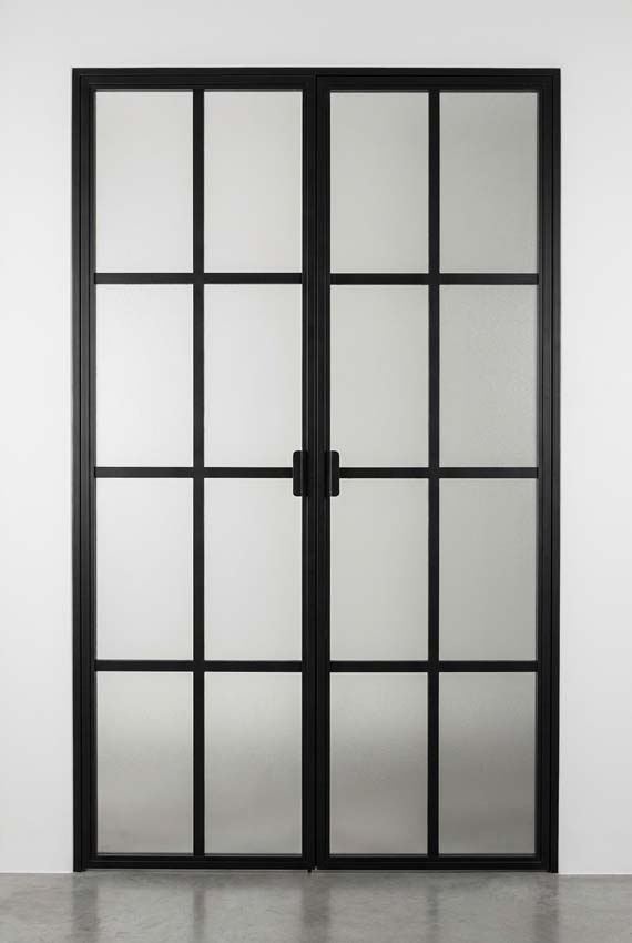 Porte intérieure double vitrée Luxe Urla Nero verre mat sur mesure noir ouverture à droite