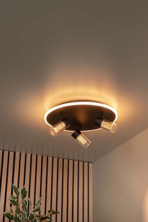 Lucide Essential Everina - Plafonnier - Ø40cm - LED dimmable - CCT - 2200K/6500K - Noir