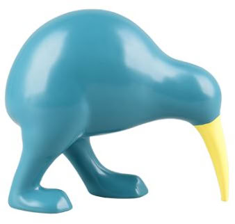 Beeld vogel kiwi blauw 16,5cm