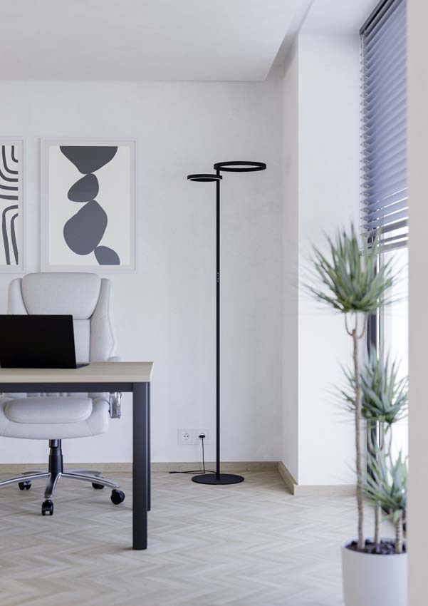 Lampadaire - Noir - H180cm - Dimmable - LED - 1x28W - 2700-6500K