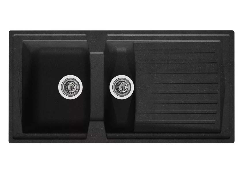 Spoelbak Nils zwart 1,5 bak 100x50cm