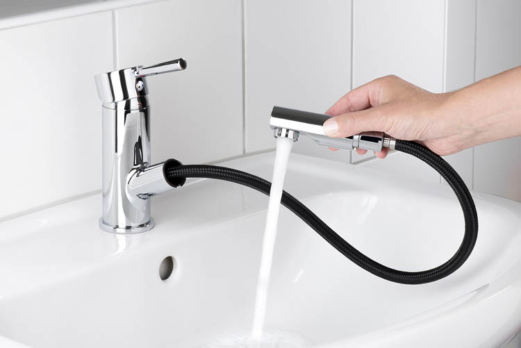 Robinet de lavabo Charlotte chrome avec bec extractible