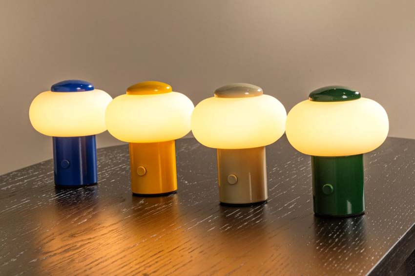 Lucide Essential Gustav - Lampe de table rechargeable - Batterie/Pile - Ø8cm - LED dimmable - 1x0,8W 2700K - Bleu