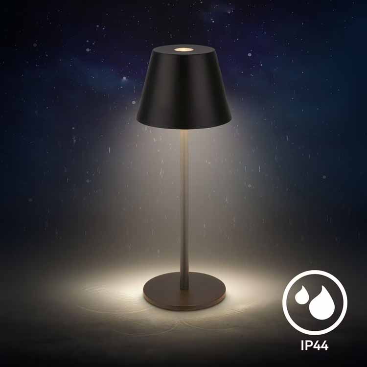 Lampe de table Salori - noir - 14.2cm - dimmable - LED - 2.1W - 2700K - IP44 - USB