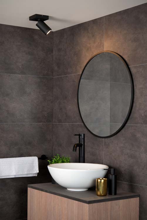 Plafonnier - noir - GU10 - 5W - IP44