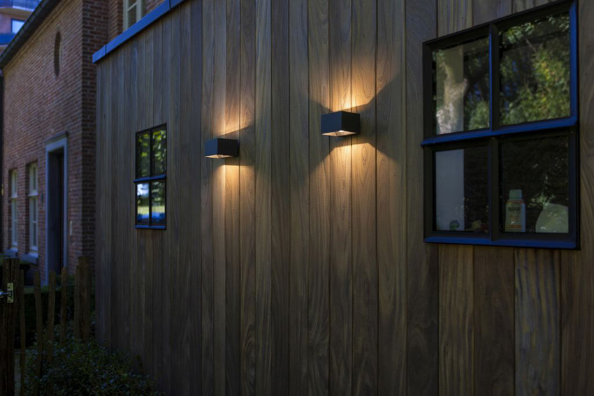 Wandlamp buiten - donkergrijs - 14,6x7,5x9,4cm - LED - 1x10,5W - 4000K - IP54 - bewegingssensor