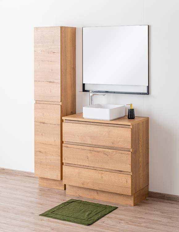 Badmeubel Daria eik goudbruin 900 mm staand opbouwtablet melamine