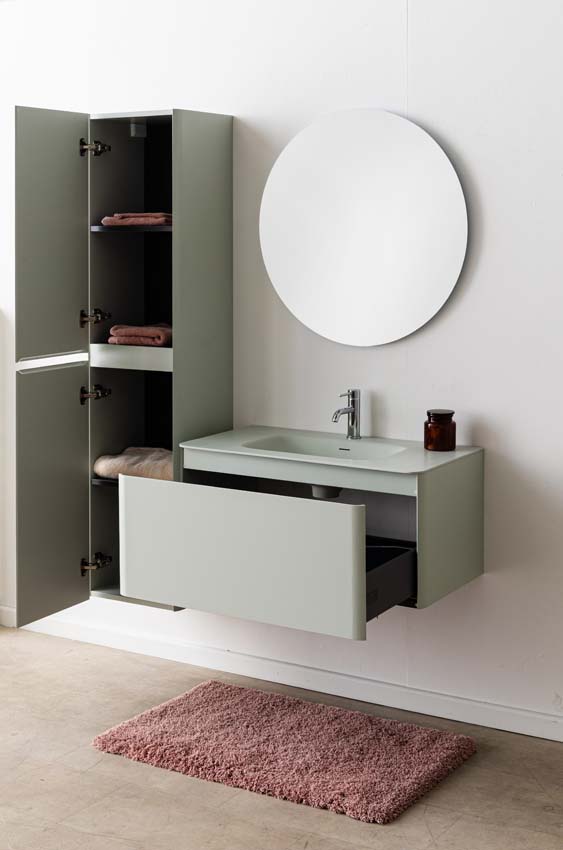 Badkamermeubel Austin cyaan met enkele wastafel mat 90cm