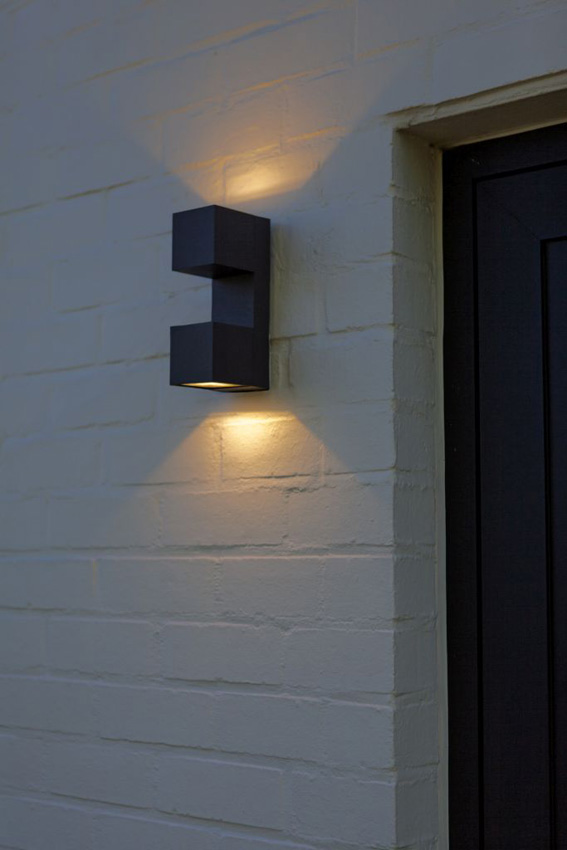 Wandlamp buiten - donkergrijs - 6,5x19,3x9,2cm - LED - 2x10W - 3000K - IP54