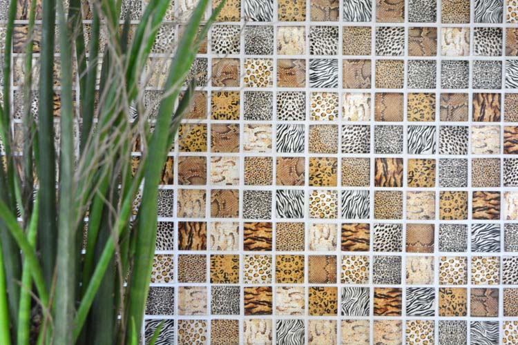 Mozaïek Crystal Wildlife lichtbruin glanzend 29,8x29,8cm