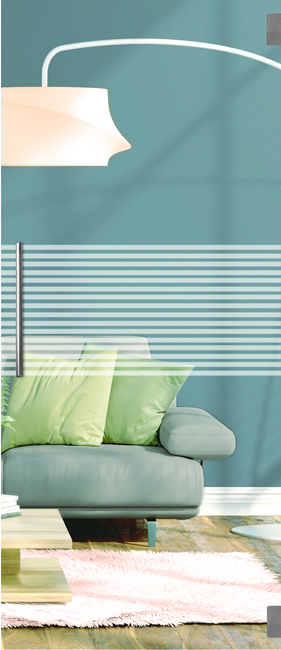 Porte intérieure vitrée complète Sanded in the middle 83x201cm avec poignée ronde inox + charnières premium