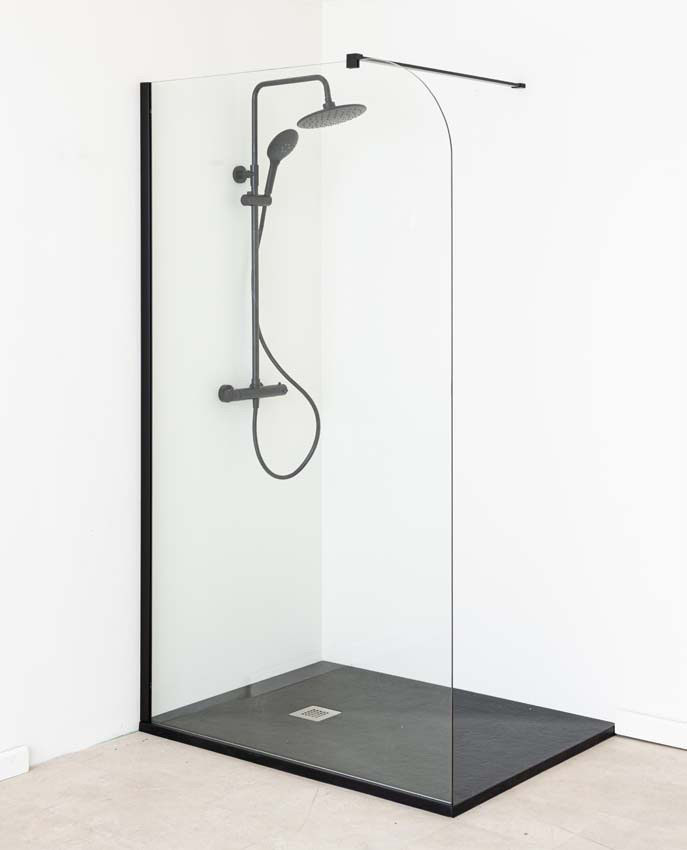 Paroi de douche à l'italienne Avery arrondie verre clair avec kit de profilés noir 117x200cm