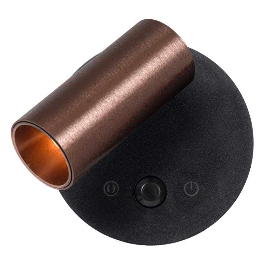 Oplaadbare wandspot Rune - koffie - Ø8,1cm - LED Dimbaar - 1x2W - 2700K/4000K - bewegingssensor - magnetisch