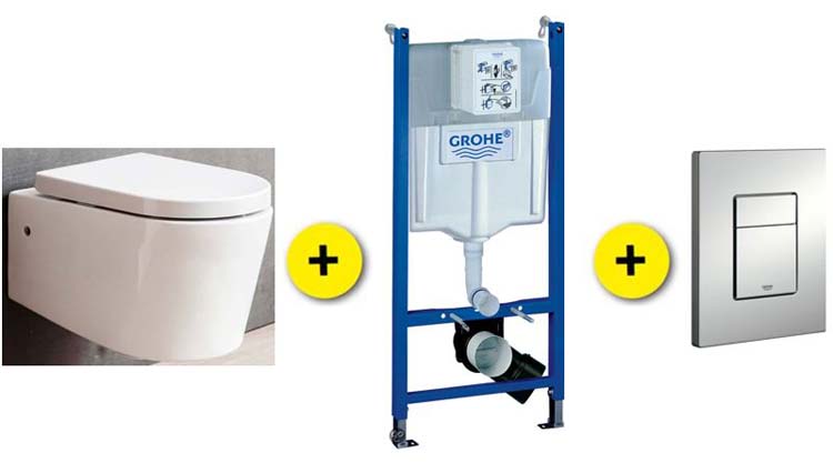Toiletset Honk wit incl wc-bril + inbouwres Solido + drukpl mat chroom