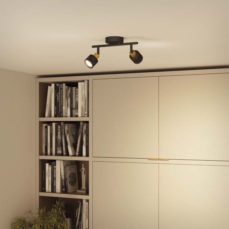 Spot en saillie - Noir/or - 27,4x13,4x11,2cm - GU10 - 2x35W