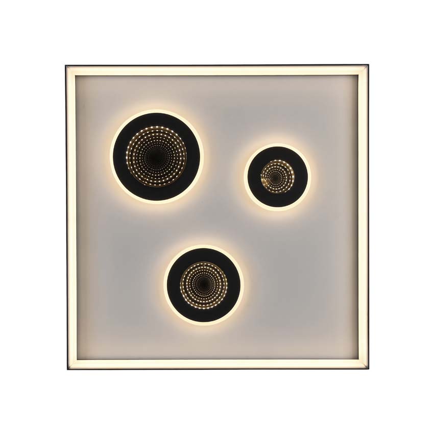 Plafonnier - zwart - 45x45cm - dimbaar - 32W - 2700-5000K - met afstandsbediening