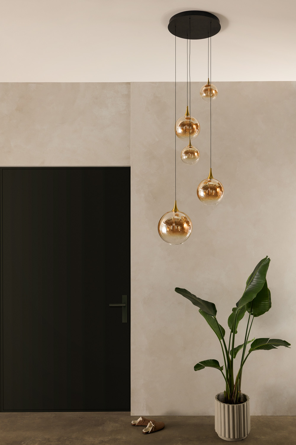 Lucide Premium Gisela - Suspension - Ø57cm - LED Dim. - 2700K - Avec module LED remplaçable - Ambre