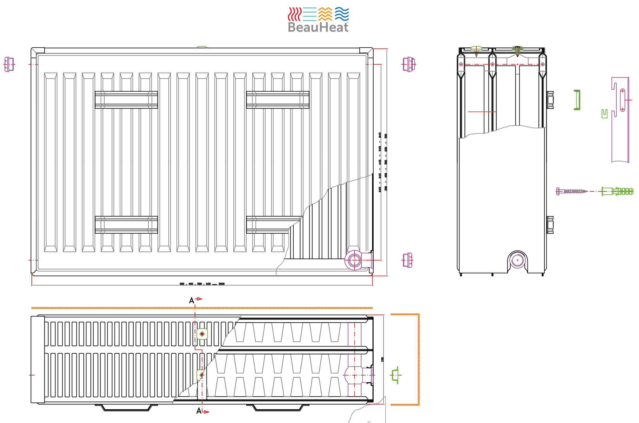 Radiateur type 33 50 x 100 cm 1978 Watt