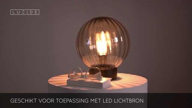 Lucide MONSARAZ - Lampe de table - Ø 25 cm - 1xE27 - Ambre