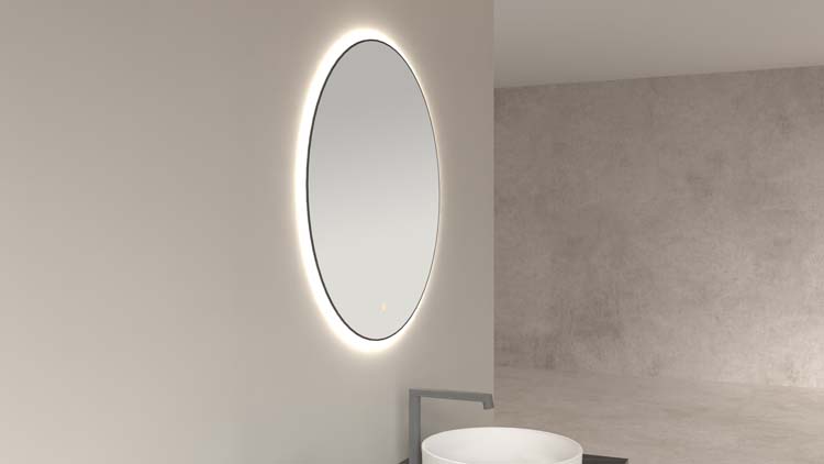 Miroir Kira rond LED noir mat Ø100cm