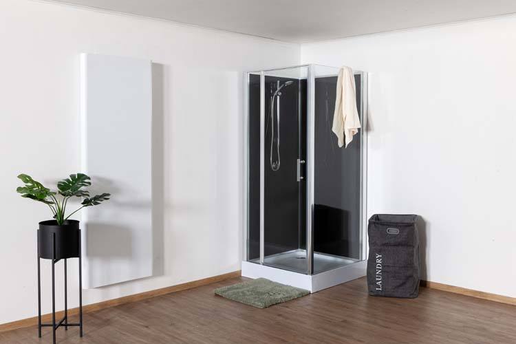 Douchecabine Anik links chroom/zwart draaideur 90x90x205cm