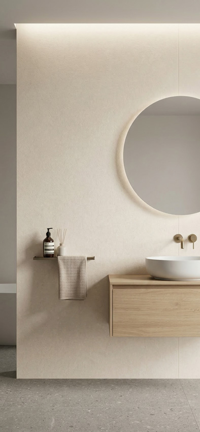 Panneau mural Signature Nordicstone SPC sans joint crème 120x260x0,4cm