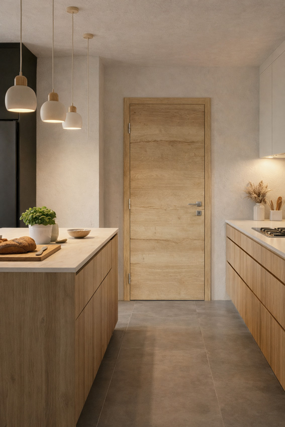 Porte intérieure complète Nature Wood 201,5x73cm tubulaire réversible + châssis 16,5cm