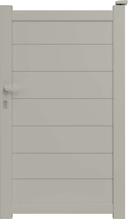 Portail simple Salamanca aluminium gris soie sur mesure ouverture à droite