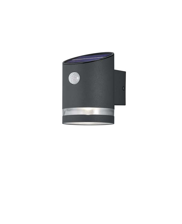 Wandlamp sensor antraciet solar incl. 3W LED/ 3000K/ 240lm D9cm