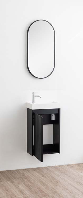 Meuble de toilette Windsor2 noir lavabo blanc mat 60x40x22cm