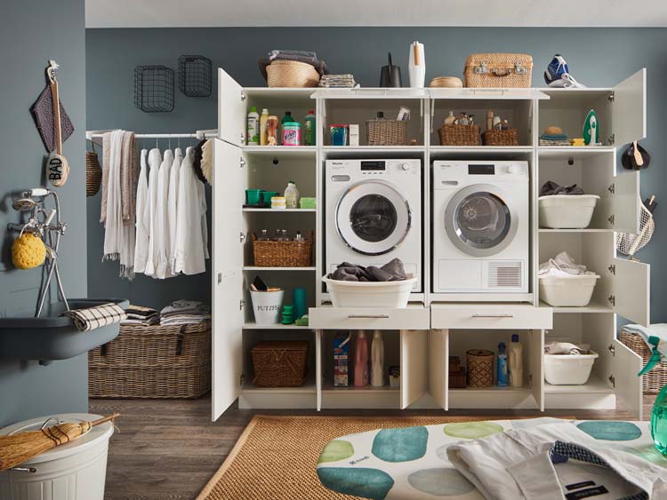 Meuble pour buanderie Decowash set 17 blanc 235x67,5x200cm