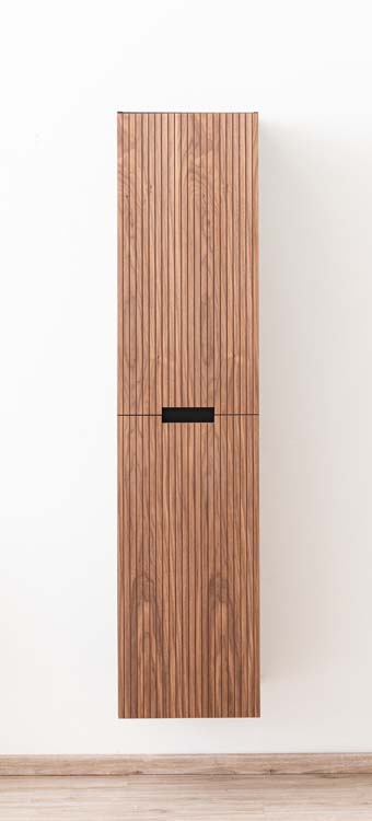 Kolomkast Willow mat zwart/walnoot hangend 170x40x35cm