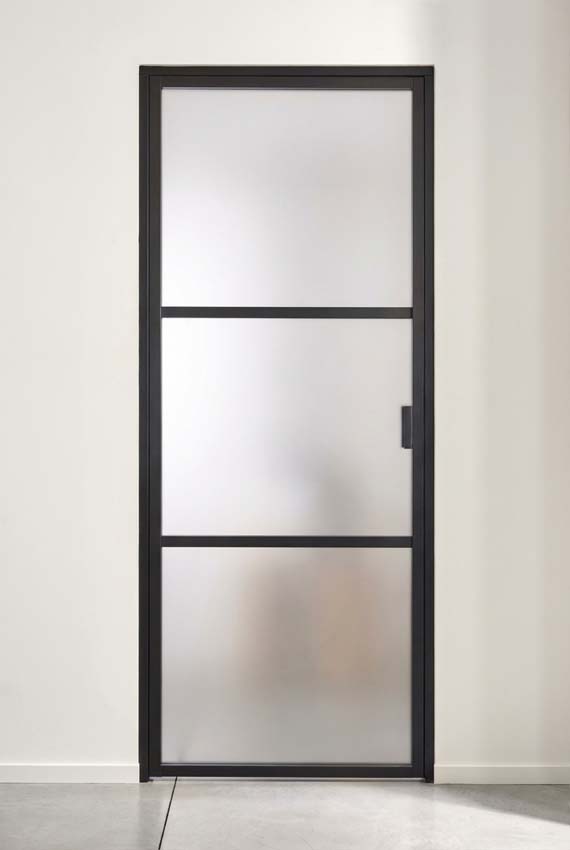 Enkele glazen binnendeur mat glas Luxe Dimaro Nero zwart links op maat