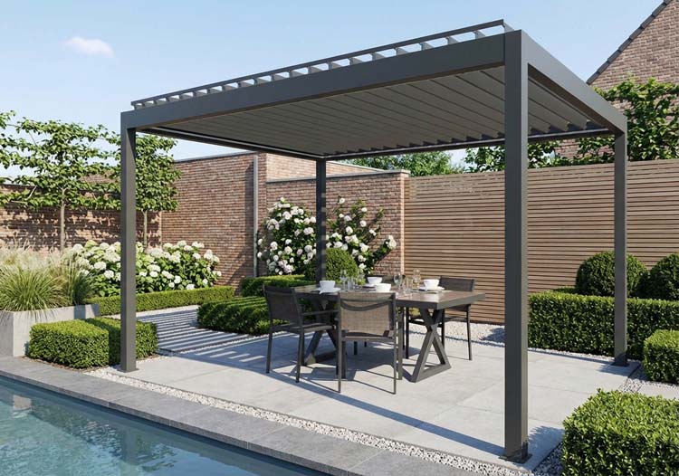 Pergola Soler aluminium anthracite L400xL300xH266cm motorisée