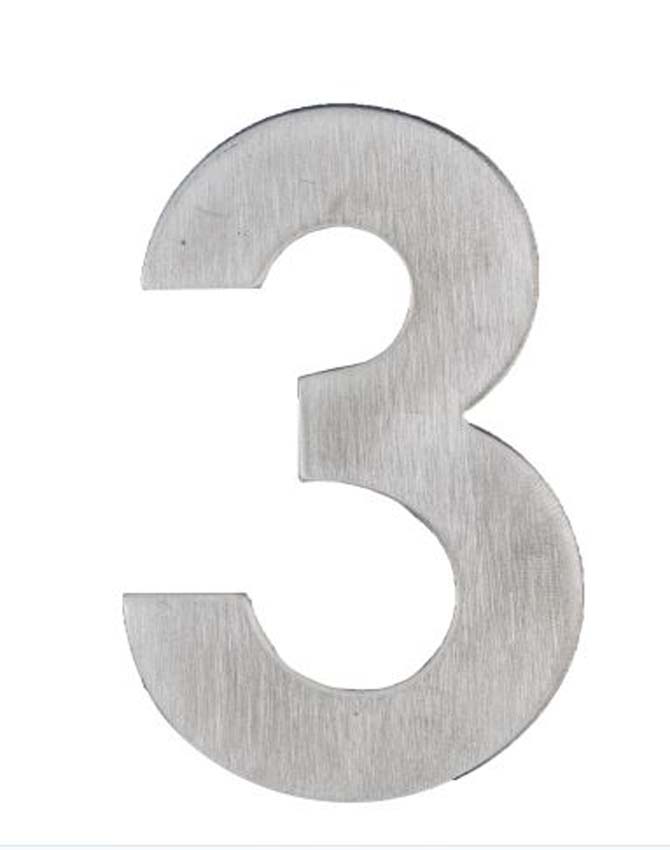 Numéro de maison pro 3 inox plus 5 cm autocollant