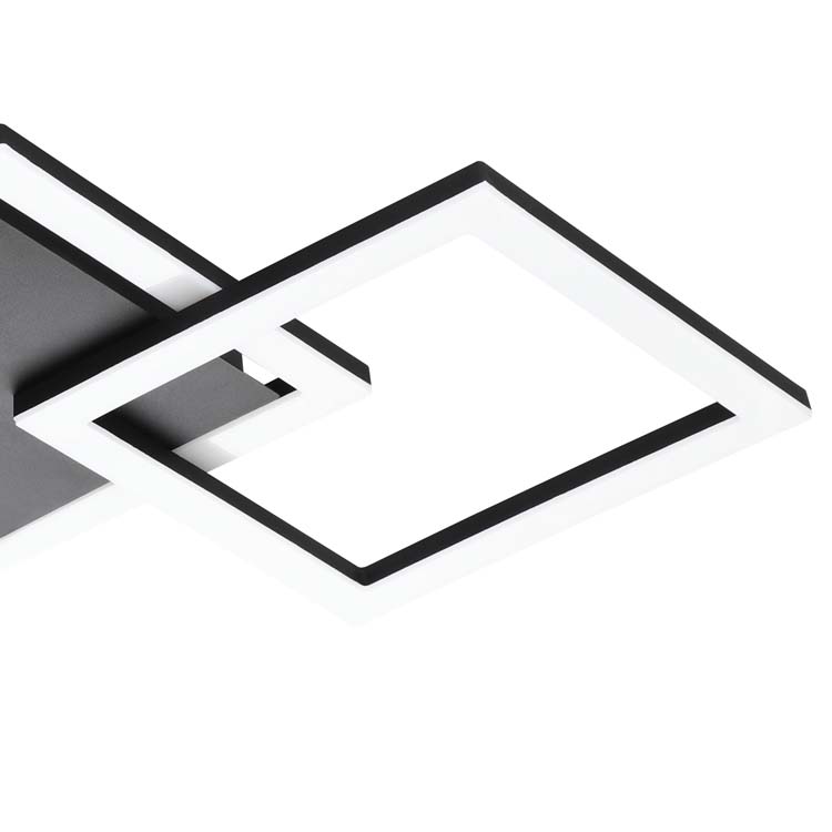 Plafonnier - noir - 58x58x7cm - dimmable - LED - 3x10W - 2700-6500K + RGB