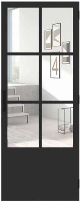 Complete deur 63cm steel look feeling 6R helder glas 201.5cm